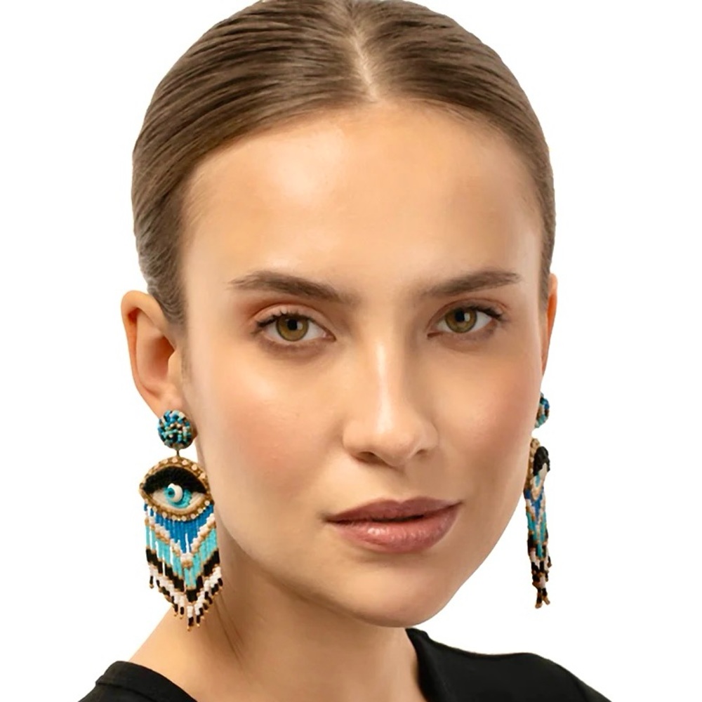 NWT Deepa Gurnani Beaded Fringe Chandeliers - Picture 16 of 16